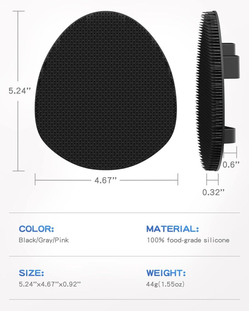 Manmihealth Silicone Back Scrubber(Thick Bristles) Soft Bath Glove Set, Super-Exfoliating Body Scrubber Super-Lathering Shower Brush Combination, with a Free Hook.(Black)