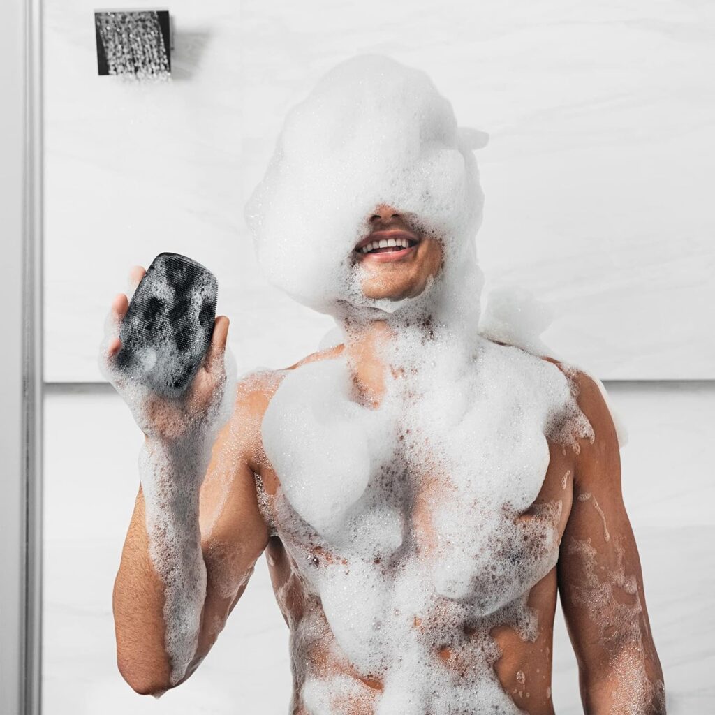 MANSCAPED® The Body Buffer Premium Silicone Scrubber for Nourishing, Cleaning Exfoliating Your Skin - Lather Boosting Bristles with Ergonomic No-Slip Handle, Long-Lasting Easy to Clean (1-Pack)