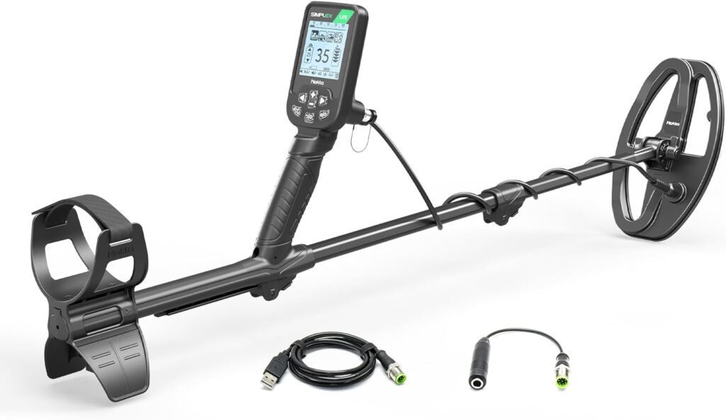 Nokta Simplex Lite Metal Detector with 9.5” Waterproof DD Search Coil, Vibration for Detecting Underwater, Beach and All Metal Search Modes