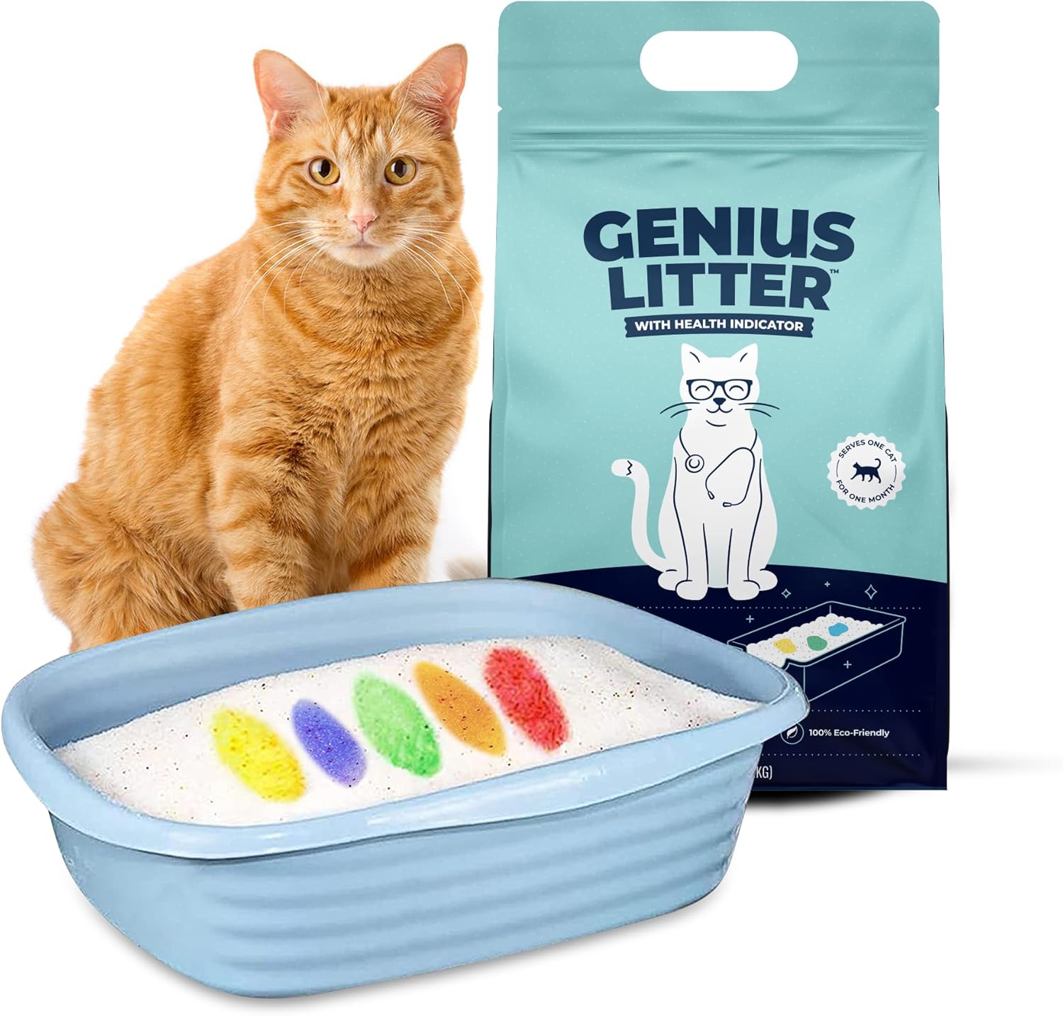 genius litter health indicating cat litter with non clumping lightweight color changing silica gel crystals as seen on s